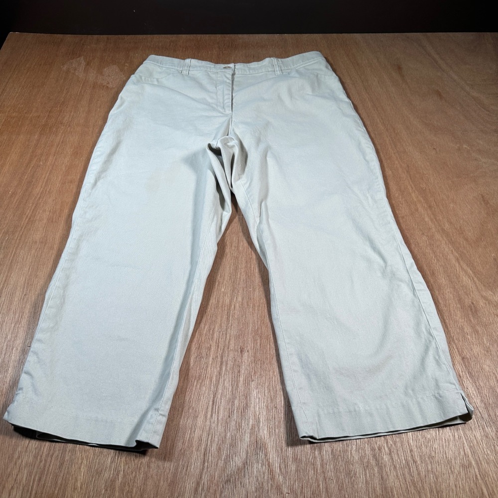 Coldwater Creek Crop Pants Womens 14 Tan Khaki Stretch Casual Cotton Capris